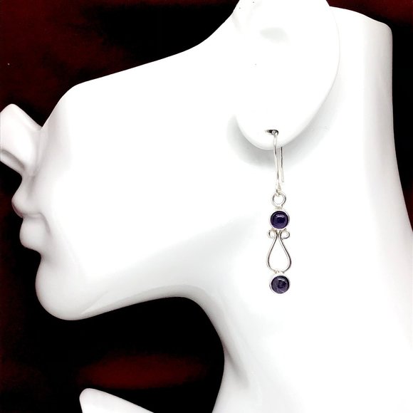 Ohm Design Amethyst Gemstone Dangle Earrings | Womens Jewelry - Picture 2 of 5